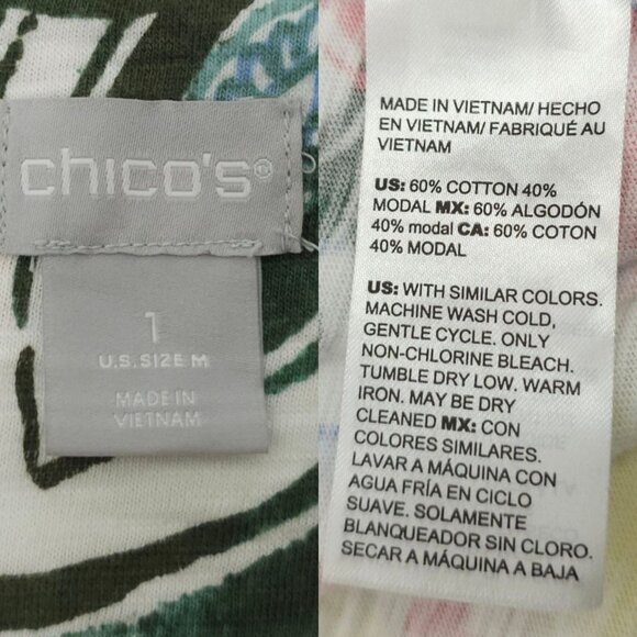 Chicos Floral Print Paisley Boho Top Womens 1 US M 3/4 Sleeve Scoop Neck Tunic - Picture 7 of 16